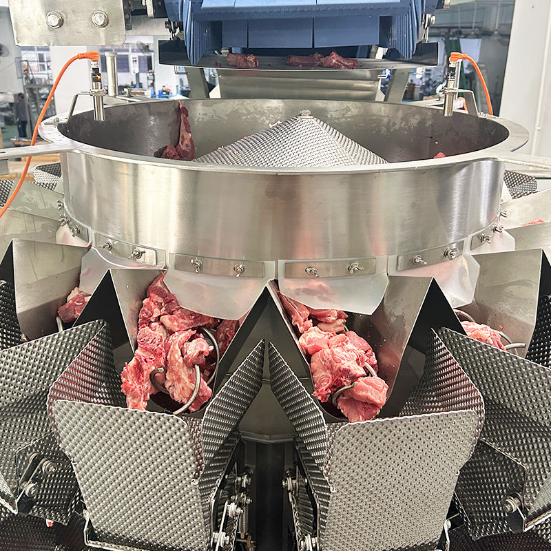 Fully Automatic Weighing Package Frozen Fish Chicken Turkey Beef Meatballs Packaging Machine  Meat Packing Machine for Ribs