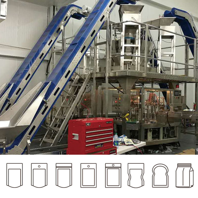 সম্পূর্ণ স্বয়ংক্রিয় স্ন্যাকস স্যাশে প্যাকেজিং মেশিন স্ন্যাক ফুড আলু চিপস পপকর্ন নাইট্রোজেন ফ্লাশিং ডয়প্যাক প্যাকিং মেশিন