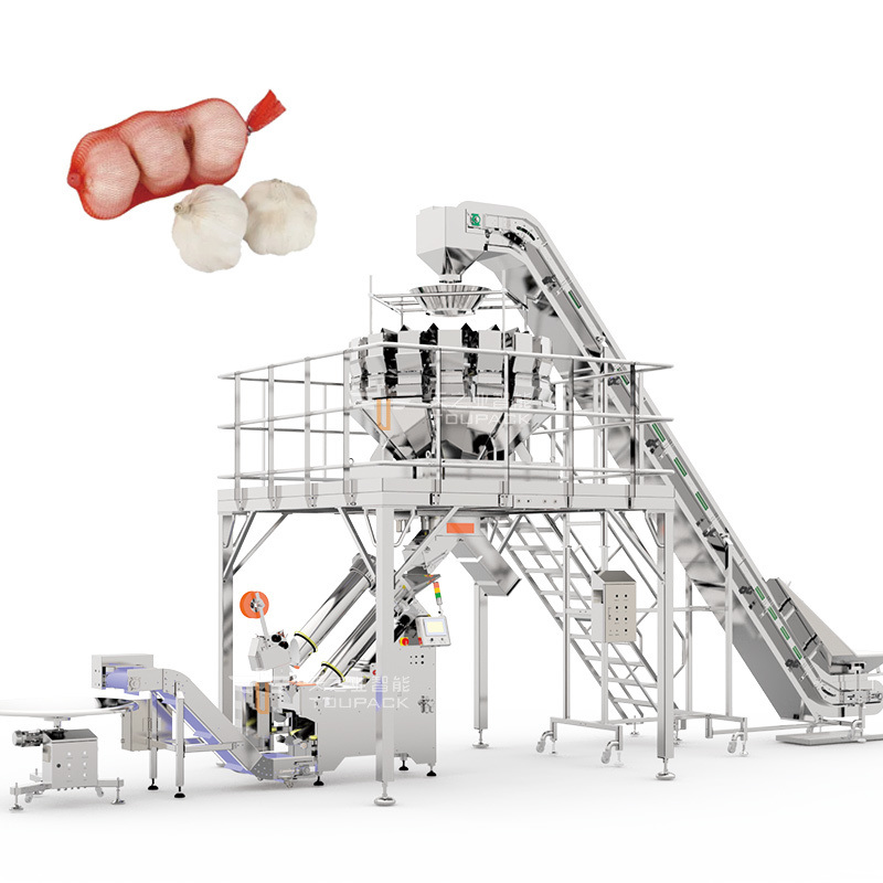 স্বয়ংক্রিয় আলু নেট ব্যাগ প্যাকিং মেশিন/জিঞ্জার জাল ব্যাগ প্যাকেজিং মেশিন/সুপারমার্কেটের জন্য সাইট্রাস ফলের জাল ব্যাগ প্যাকিং মেশিন