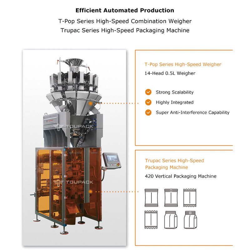 উচ্চ গতির স্বয়ংক্রিয় ওজন প্যাকিং মেশিন স্ন্যাক্সের জন্য বাদাম গ্রানুলা 5-200 গ্রাম ডিজিটাল সেন্সর সহ 20-200 ব্যাগ / মিনিট খাদ্য প্যাকেজিং সমাধান