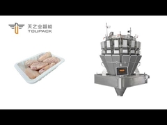 সম্পূর্ণ স্বয়ংক্রিয় হিমশীতল মুরগির পাখি ট্রে প্যাকিং লাইন, সঠিকভাবে TOUPACK স্ক্রু multihea দ্বারা ওজন